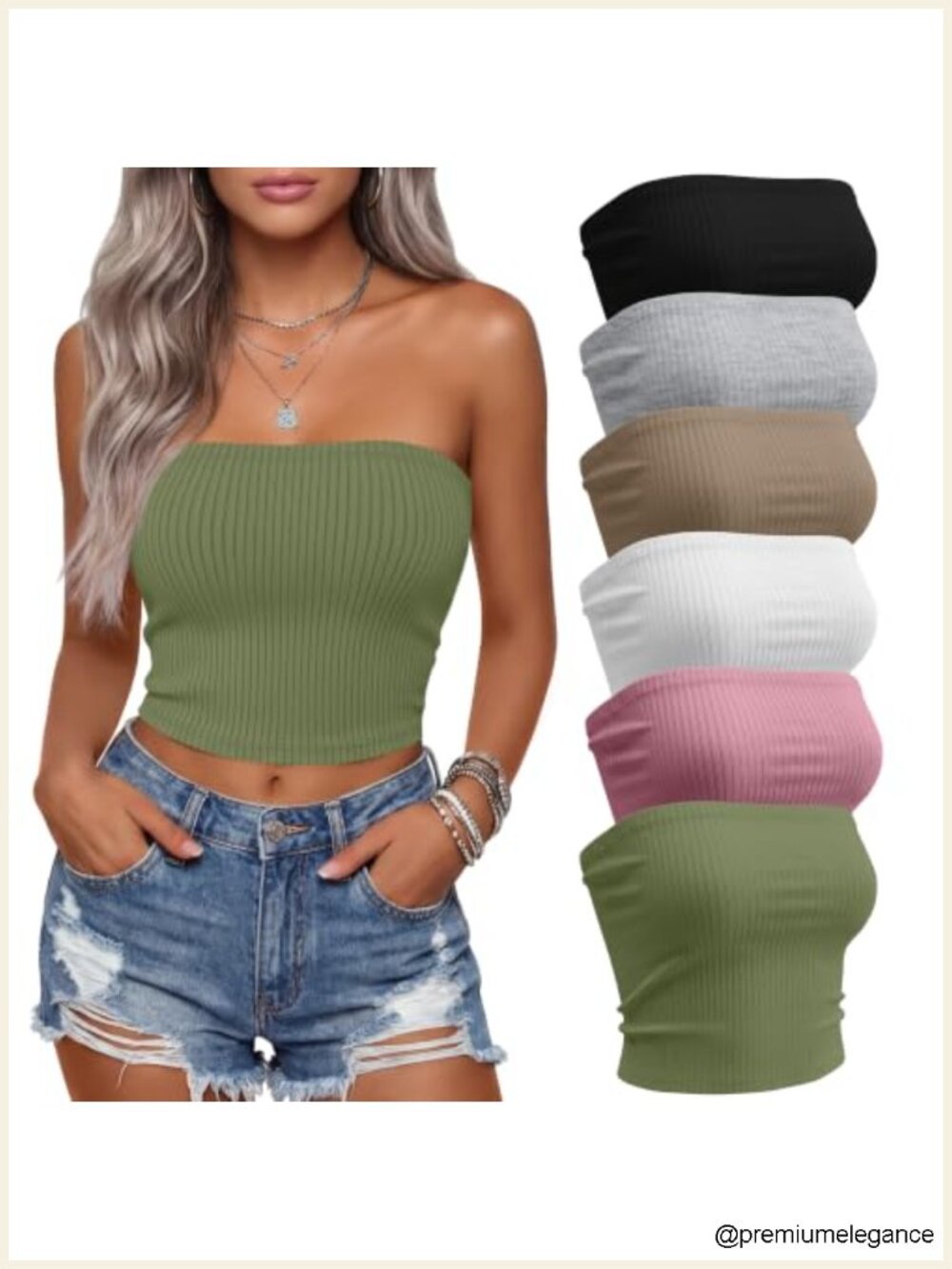 6 Pack Women's Cotton Tube Tops Strapless Bandeau